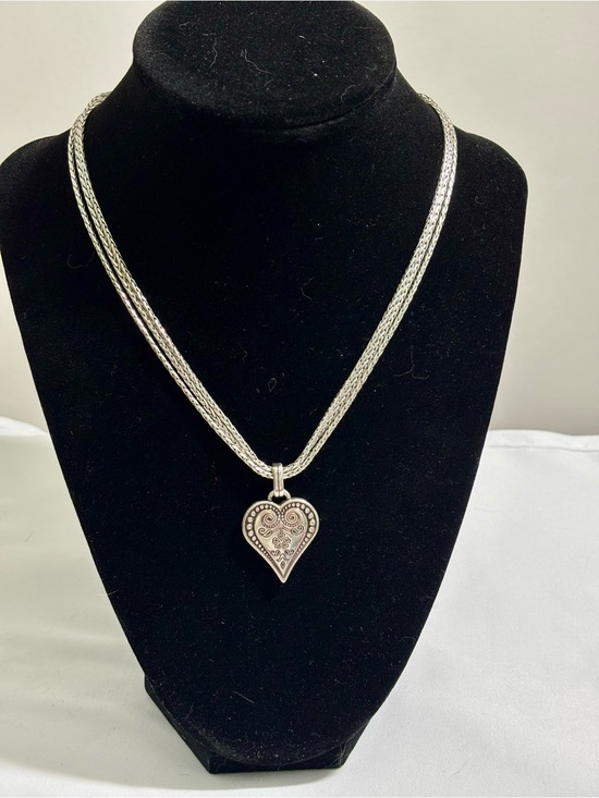 Brighton Jewelry - RETIRED Vintage Brighton OPHELIA Heart
Necklace SP Triple Strand -16